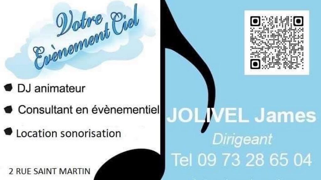 Carte de présentation Votre événement ciel — DJ, conseil événementiel et sonorisation