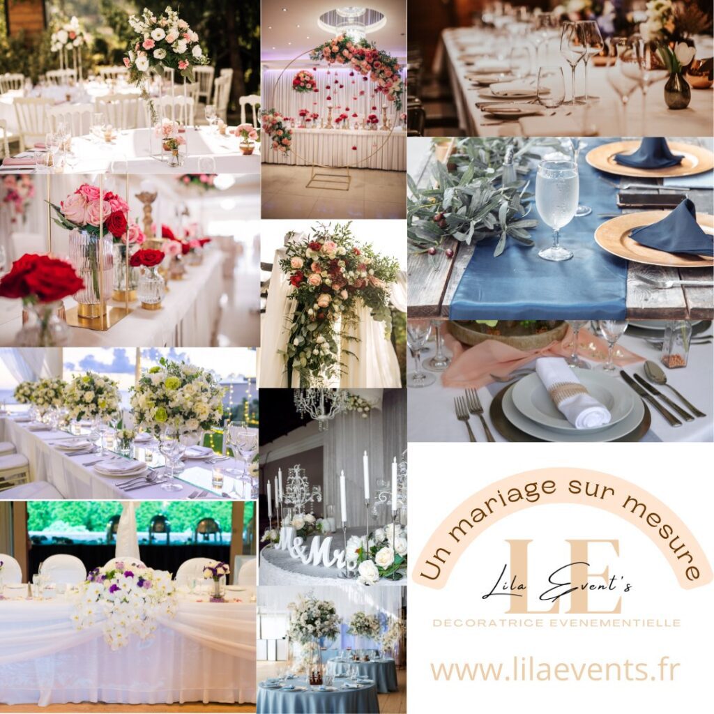 Montage de décorations de mariage et identité Lila Event’s
