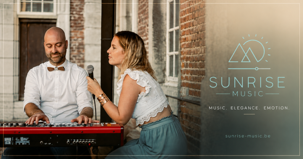 Visuel Sunrise Music avec une chanteuse et un pianiste en prestation