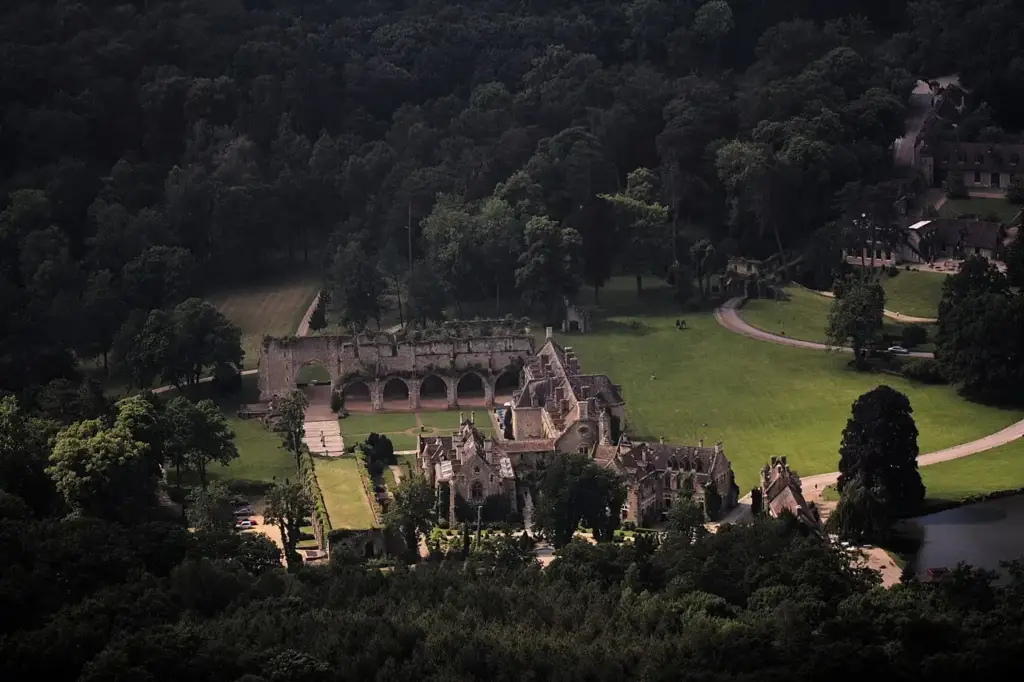 Aerial view of Abbaye des Vaux-de-Cernay