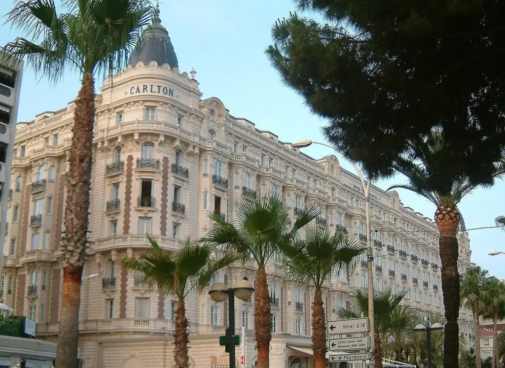 Historic façade of the Carlton on the Croisette in Cannes