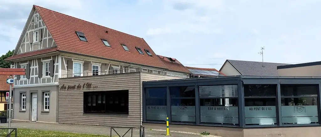 Exterior of Au Pont de l'Ill restaurant in La Wantzenau near Strasbourg