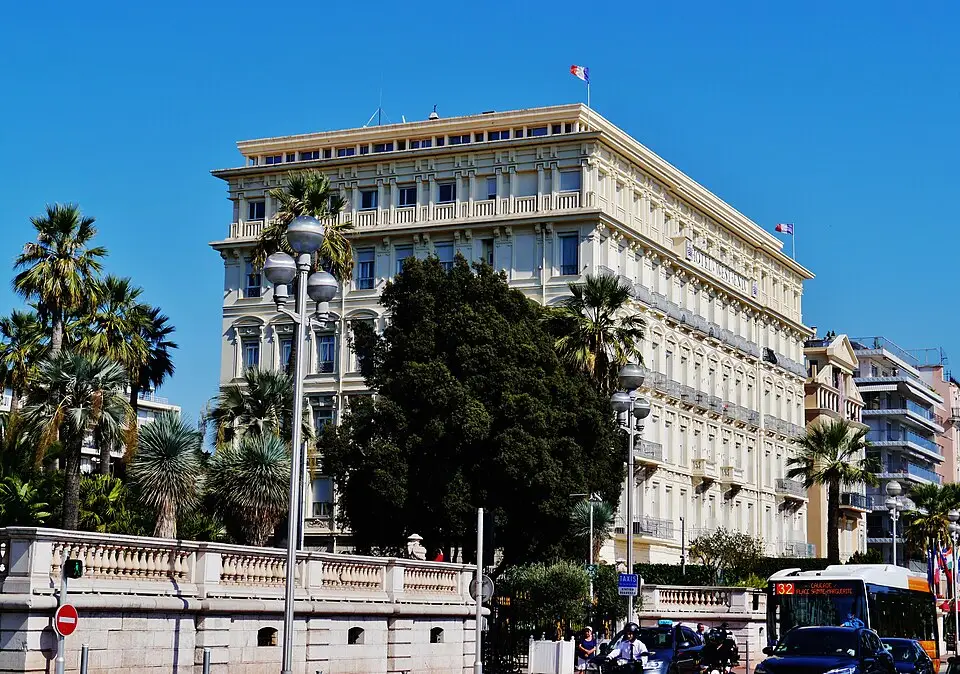 West End Hotel in Nice seen obliquely from the promenade