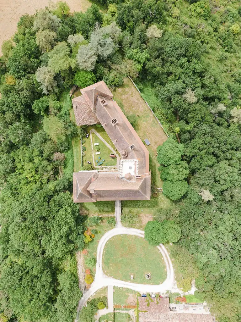 Aerial view of Château de Goudourville
