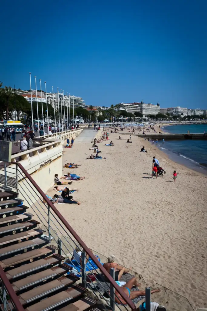 Beach in front of the Hotel Le Majestic on the Croisette in Cannes