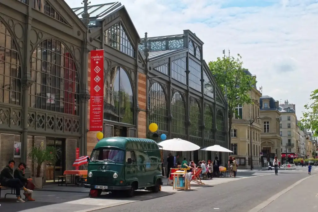 Glazed façade of Le Carreau du Temple in Paris’s 3rd arrondissement