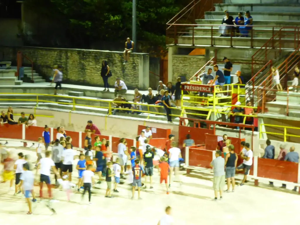 Stands and central ring of Chomel-Coinon Municipal Arena in Saint-Rémy-de-Provence.
