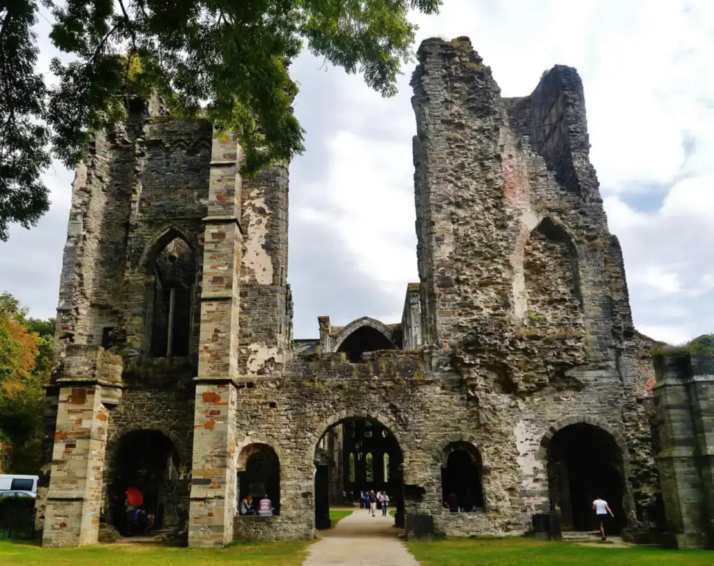 Facade of the former church at Villers Abbey in Villers-la-Ville