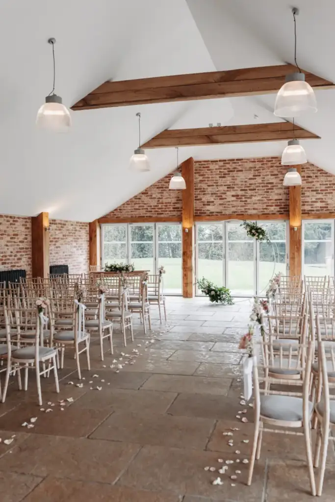 Garden Room at Wasing Park prepared for a wedding ceremony