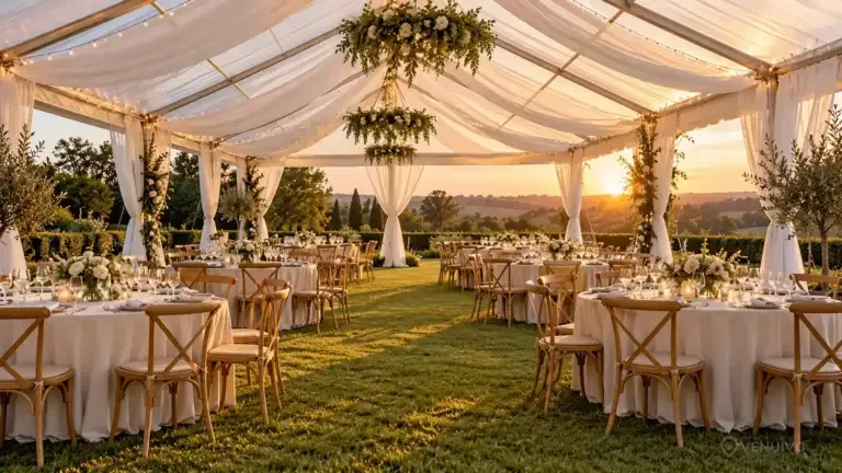 Chapiteau de mariage : surface, météo, sécurité et budget